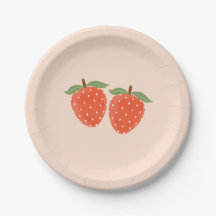 Assiette en papier simple et mignonne à la fraise