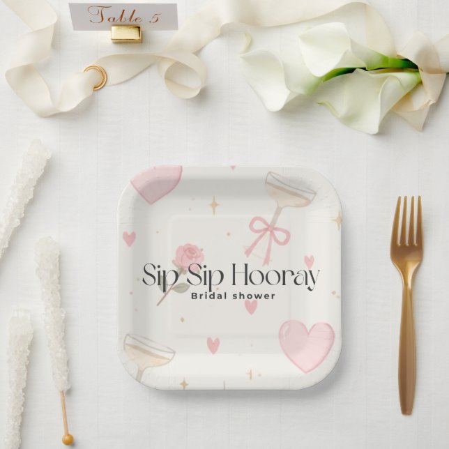Assiette en papier Sip Sip Hooray (Mariage)