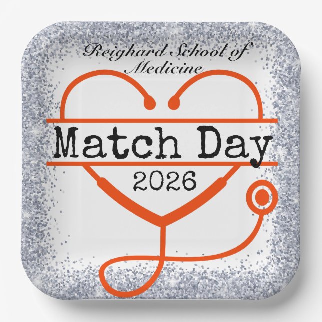 Assiette en papier Stethoscope Rouge Match Day 202 (Recto)