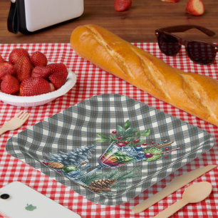 Assiette en papier Stewart Blue Tartan écossais de