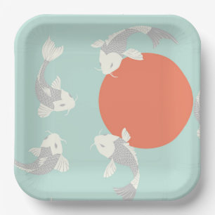 ASSIETTE EN PAPIER: STYLE JAPONAIS : Motif POISSON