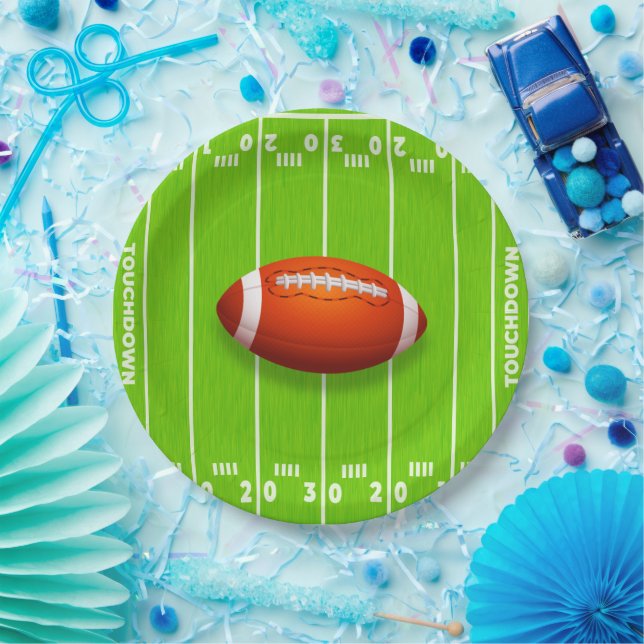 Assiette en Papier Terrain de Football avec Touchd (Fête)
