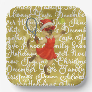Assiette en papier thème Noël tennis pour amateurs