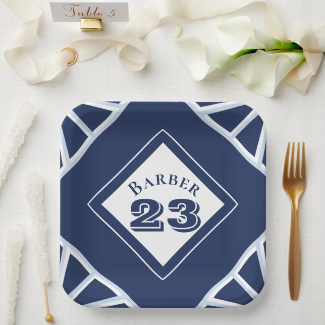 Assiette en papier thème sport bleu (Mariage)