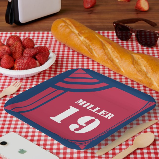 Assiette en papier thème sportif Rouge & Bleu (Pique-nique)