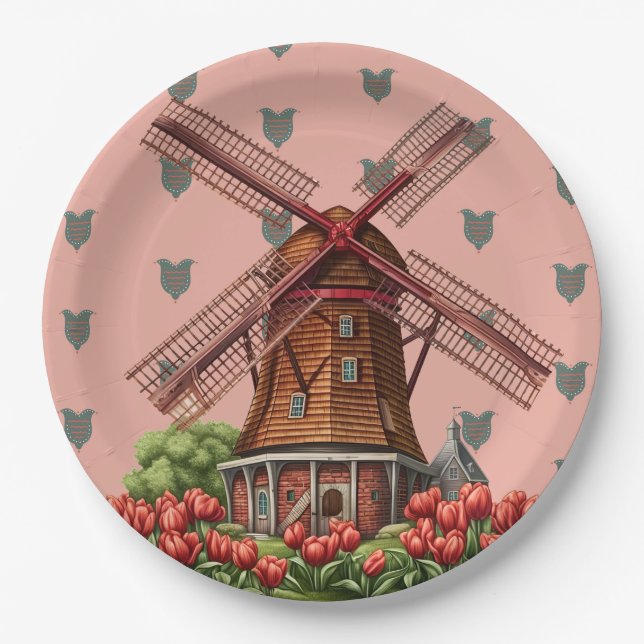 Assiette en papier Tulipes de Hollande (Devant)