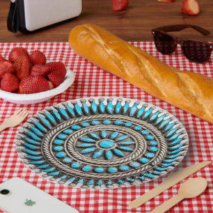 Assiette en papier Turquoise Navajo