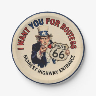 Assiette en papier Uncle Sam Route 66 rétro