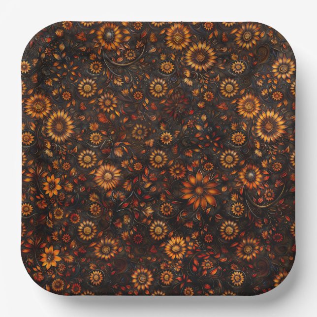 Assiette en papier Vignes d'Automne Bronze (Recto)