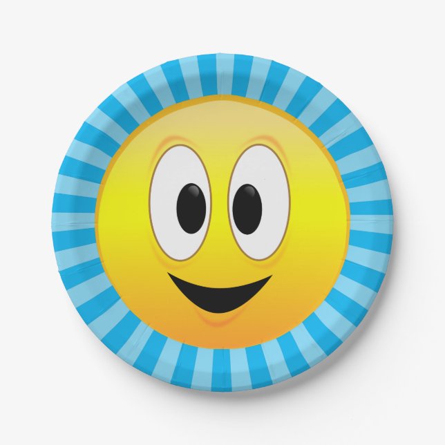 Assiette en papier visage souriant heureux (Devant)