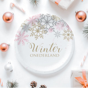 Assiette en papier Winter Onederland