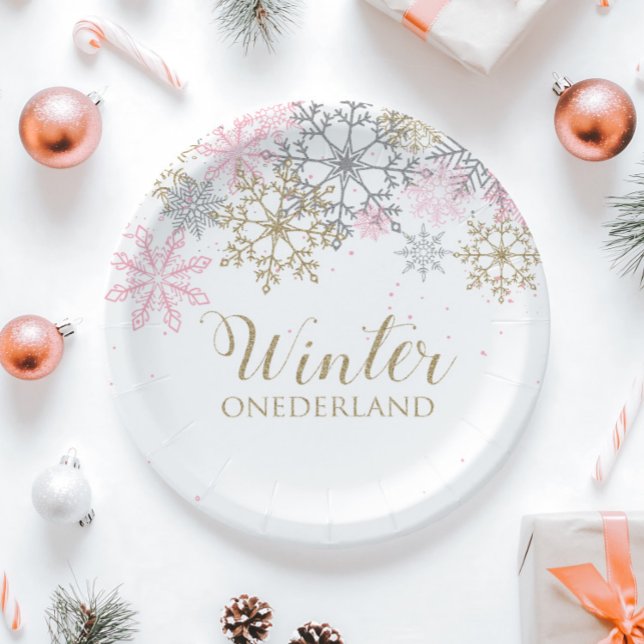Assiette en papier Winter Onederland (Créateur téléchargé)