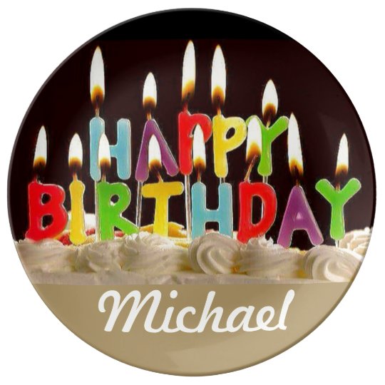 Assiette En Porcelaine Joyeux Anniversaire Michael Zazzle Fr