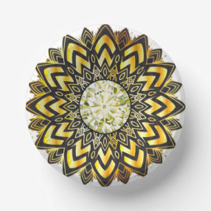 Assiette et bol en papier à motif diamant et flora