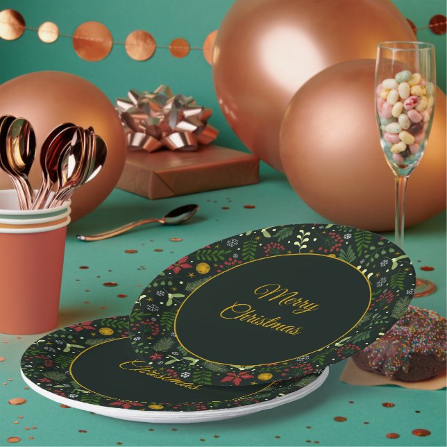 Assiette festive botanique Joyeux Noël  (Multi)
