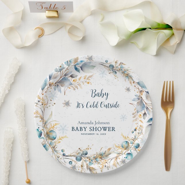 Assiette Flocon de Neige Or et Bleu Marine pour Ba (Créateur téléchargé)