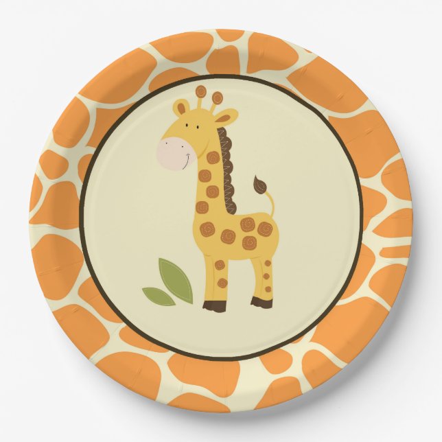 Assiette Girafe Orange / Vaisselle de Fête Jungle (Devant)