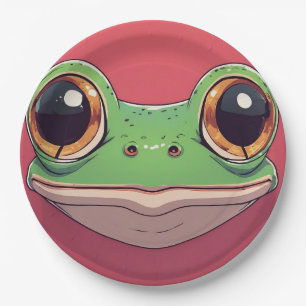 Assiette grenouille de dessin animé colorée mignon