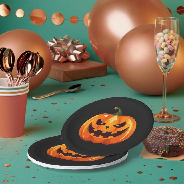 Assiette Halloween Citrouille Jack-o'-Lantern Effr (Multi)