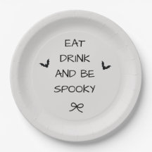 Assiette Halloween Mangez, Buvez et Soyez Squelett