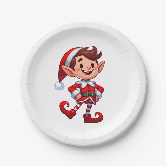 Assiette jetable avec une image de lutin (Devant)