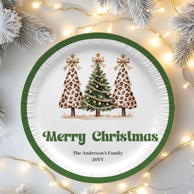 Assiette personnalisable et modifiable d'arbre de  (Playful Christmas Tree Editable Personalized Paper Plates)