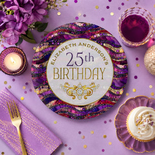 Assiette pour 25e anniversaire Strata Bijou Or et 