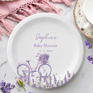 Assiette pour Baby Shower de vélo de fleur sauvage