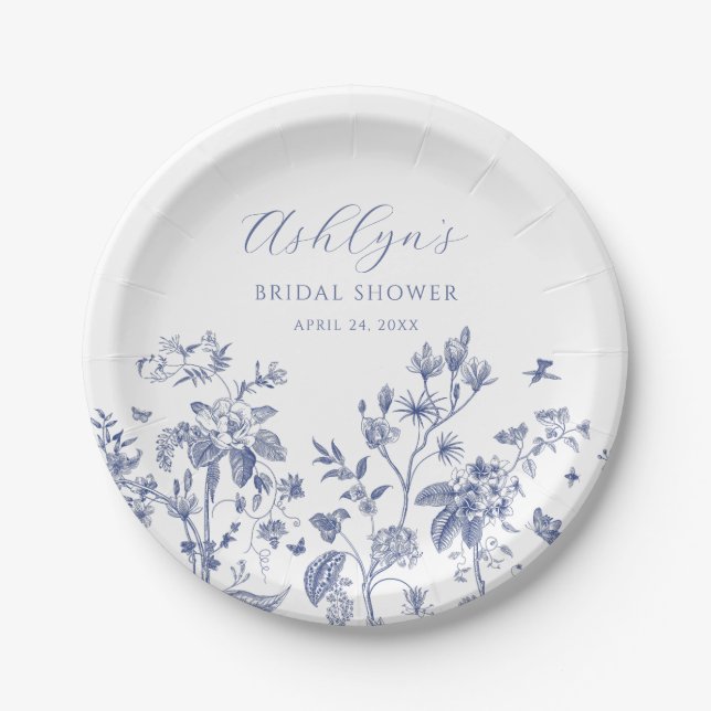 Assiette pour la Baby Shower Blue Chinoiserie (Devant)