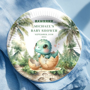 Assiette Précieux Bébé Dino Bleu Naissance Imminen