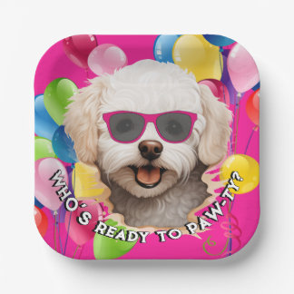 Assiette Puppy Paw-ty | Fête Ballon Rose