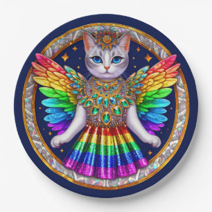 Assiette Rainbow Pride Chat Fairy Angel Party