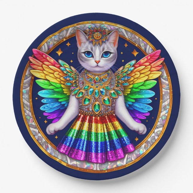 Assiette | Rainbow Pride Chat Fairy Angel Party (Devant)