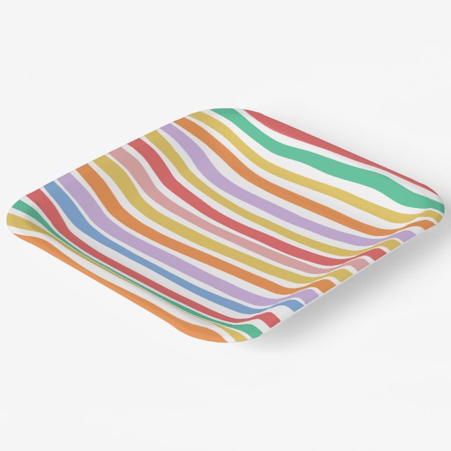 Assiette rayée colorée pour fête (Angulaire)