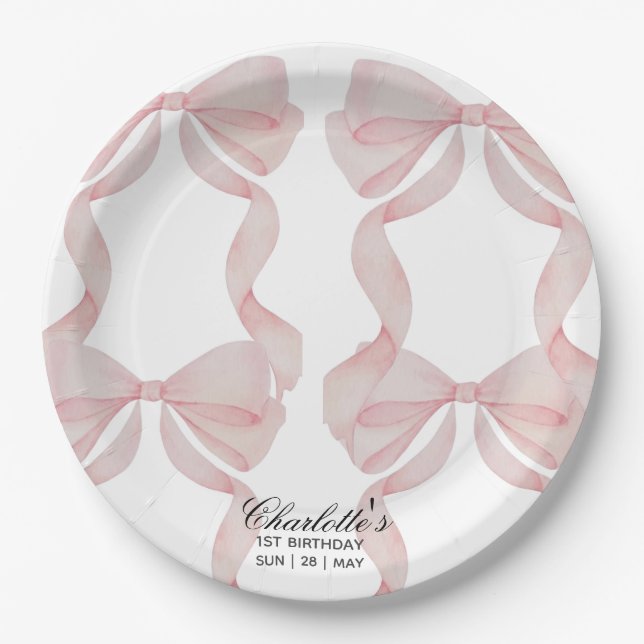 assiette Rose Arc Papier Assiette 1er anniversaire (Devant)