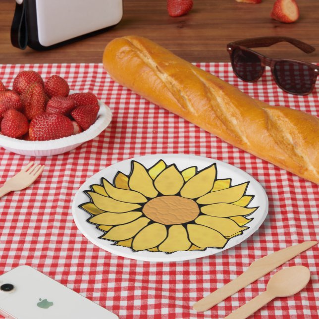 Assiette Tournesol en Verre Coloré (Pique-nique)