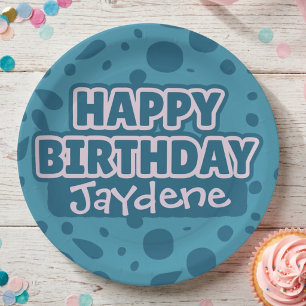 Assiette Turquoise Bleu Vert Joyeux Anniversaire A