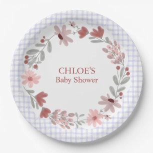 Assiettes En Carton 005 Iris Lavande Fleur Sauvage Cadre à Ruban Gingh