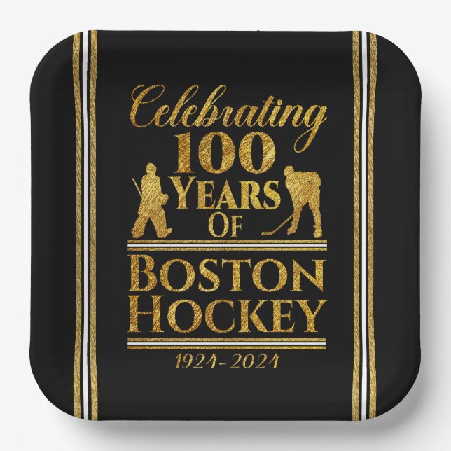 Assiettes En Carton 100 Ans De Hockey À Boston (Recto)