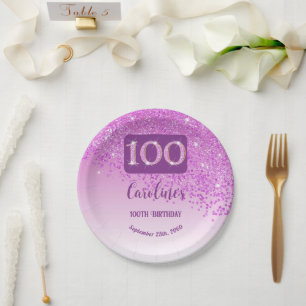 Assiettes En Carton 100e anniversaire Chic Falling Parties scintillant