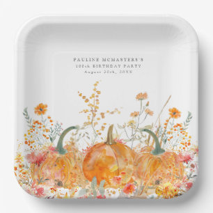 Assiettes En Carton 100e anniversaire Citrouille Fleur sauvage personn