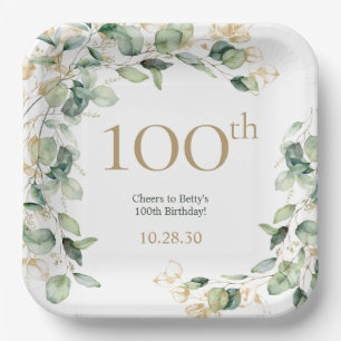 Assiettes En Carton 100e anniversaire Eucalyptus