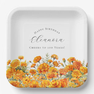 Assiettes En Carton 100e anniversaire Fleur du mois de naissance d'oct