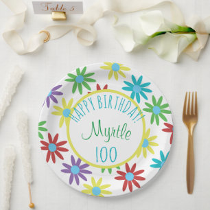 Assiettes En Carton 100e Anniversaire Plate de papier personnalisée F