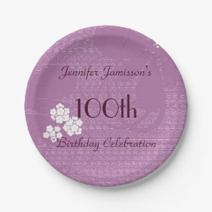 Assiettes En Carton 100th fête d'anniversaire personnalisée florale