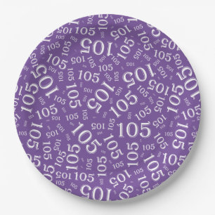 Assiettes En Carton 105e fête d'anniversaire Motif aléatoire blanc et