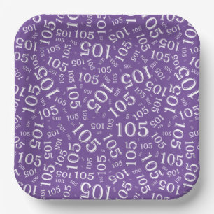 Assiettes En Carton 105e fête d'anniversaire Motif aléatoire blanc et