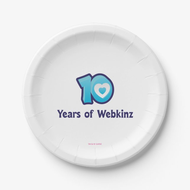 Assiettes En Carton 10 ans de logo de Webkinz (Devant)