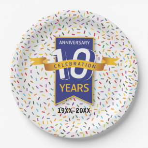 Assiettes En Carton 10 e ANNIVERSAIRE Design