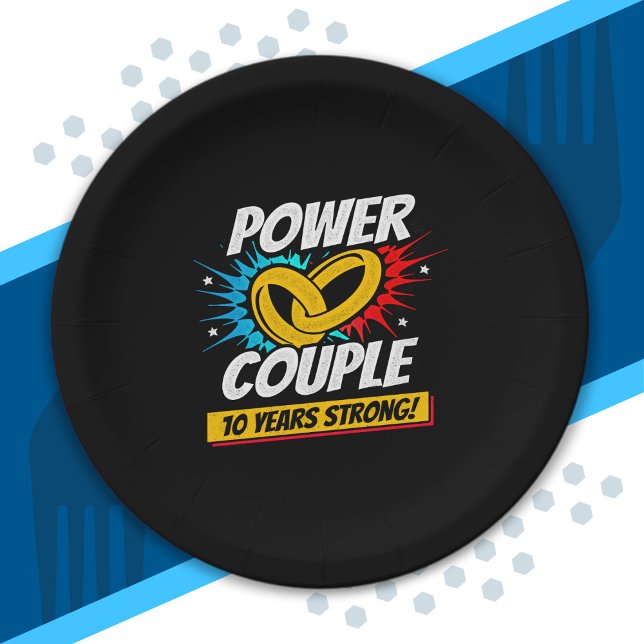 Assiettes En Carton 10e anniversaire Couples mariés 10 ans de force (Créateur téléchargé)